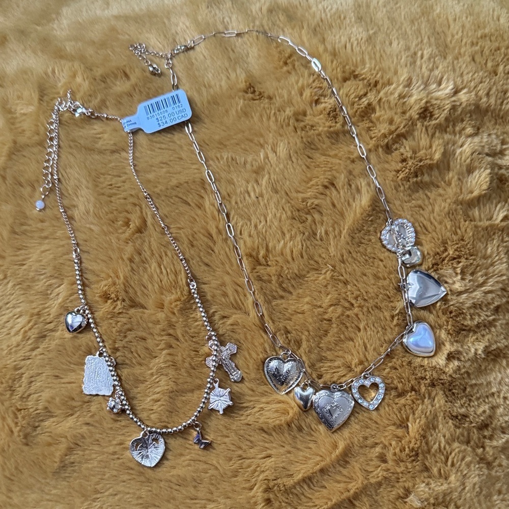 Elegant Gold Heart Charm Necklace Set
